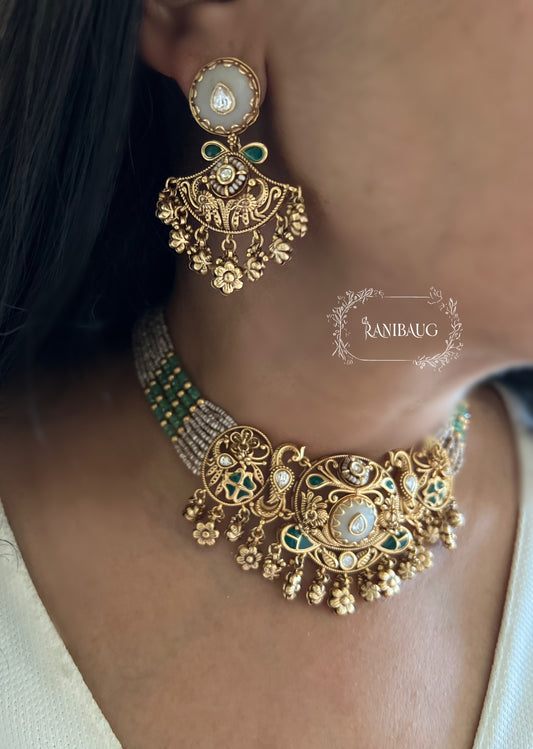 Rajshree Heritage Traditional Gold Choker Jewellery Set By Ranibaug