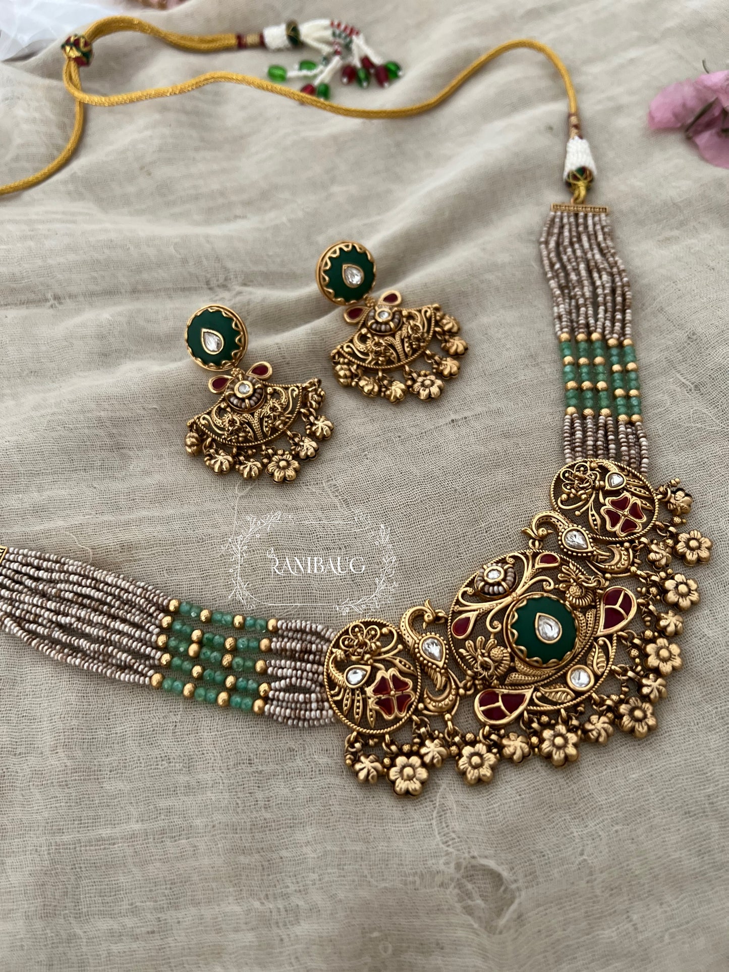 Rajshree Heritage Traditional Gold Choker Jewellery Set By Ranibaug
