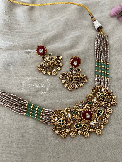 Rajshree Heritage Traditional Gold Choker Jewellery Set By Ranibaug