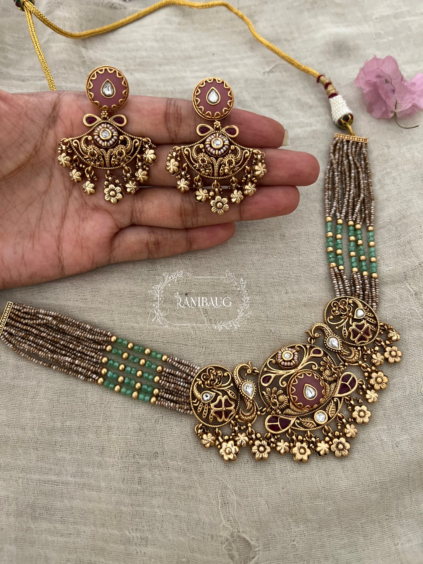 Rajshree Heritage Traditional Gold Choker Jewellery Set By Ranibaug