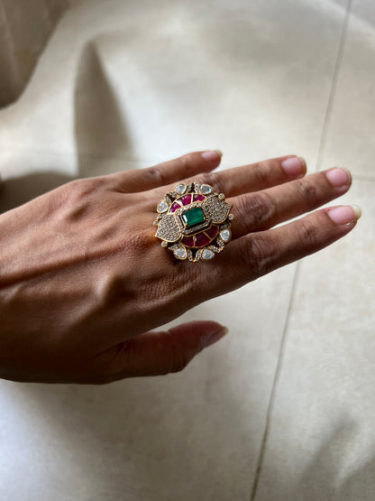 Rajvanshi Polki Traditional Oversized Indian Ring Jewelry By Ranibaug