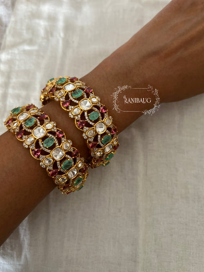 Rajvira Polki Gold Finish Festive Bangles By Ranibaug