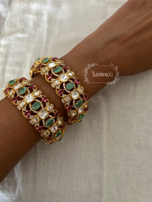 Rajvira Polki Gold Finish Festive Bangles By Ranibaug