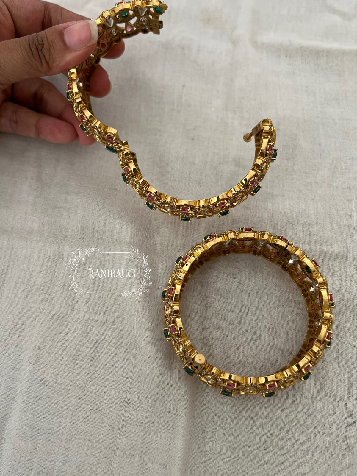 Rajvira Polki Gold Finish Festive Bangles By Ranibaug