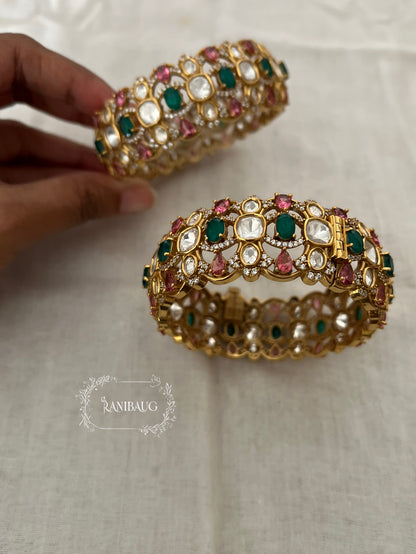 Rajvira Polki Gold Finish Festive Bangles By Ranibaug