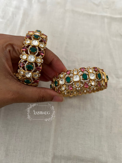 Rajvira Polki Gold Finish Festive Bangles By Ranibaug
