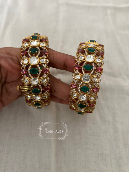 Rajvira Polki Gold Finish Festive Bangles By Ranibaug