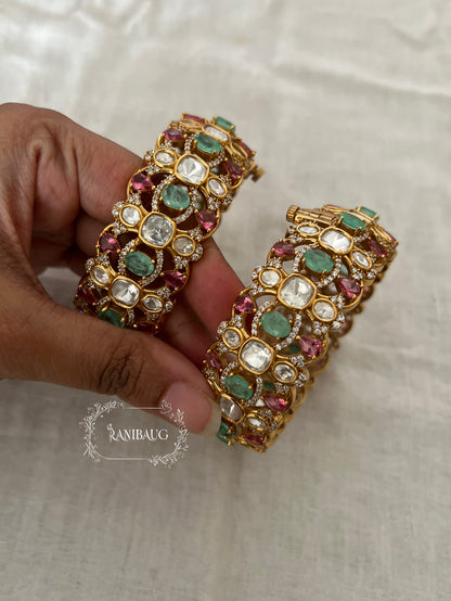 Rajvira Polki Gold Finish Festive Bangles By Ranibaug