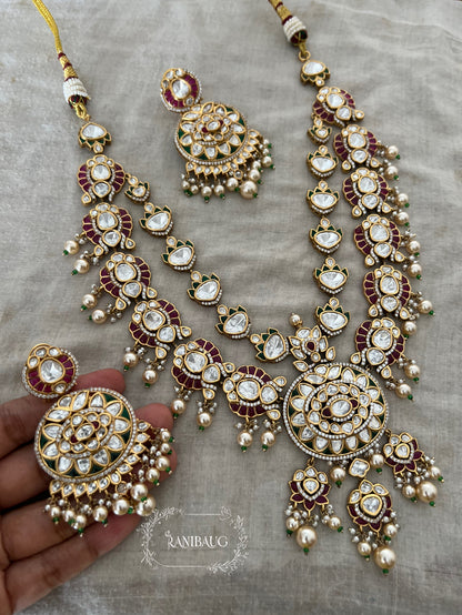 Rajvira Royal Heirloom Polki Kundan Studded Rich Gold Finish Bridal Necklace Jewellery By Ranibaug