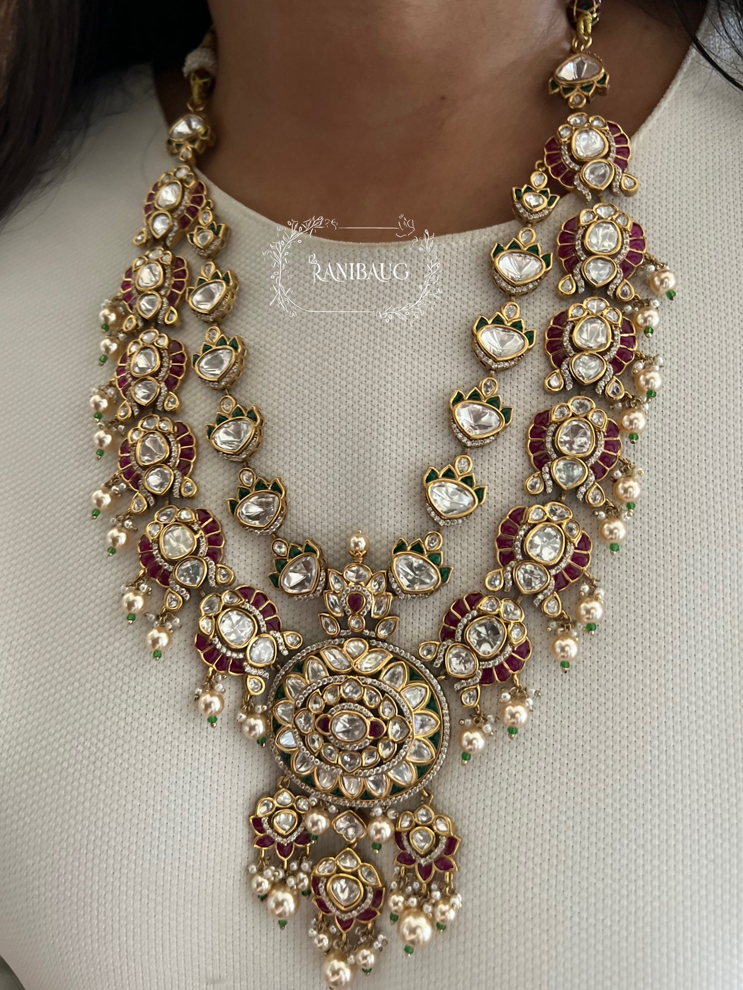 Rajvira Royal Heirloom Polki Kundan Studded Rich Gold Finish Bridal Necklace Jewellery By Ranibaug