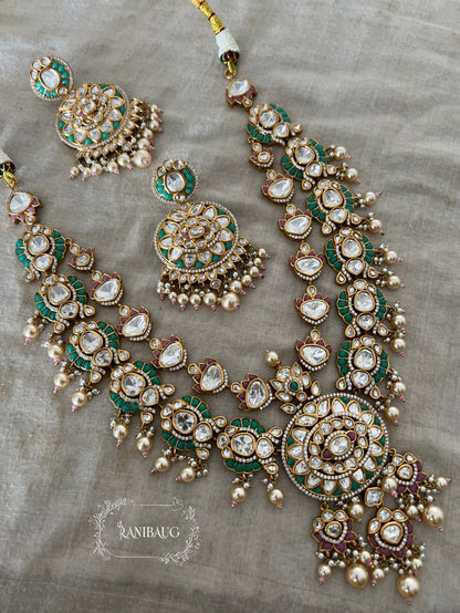 Rajvira Royal Heirloom Polki Kundan Studded Rich Gold Finish Bridal Necklace Jewellery By Ranibaug