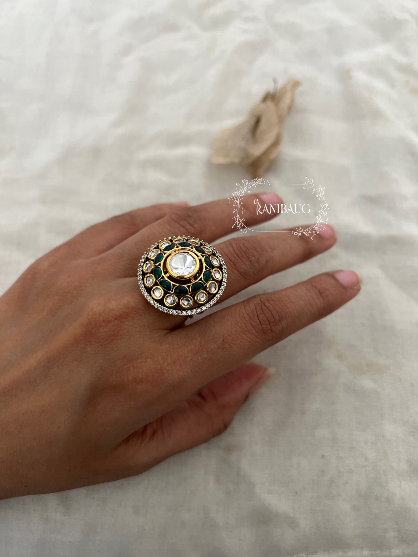 Ramya Traditional Kundan Enamel Ring By Ranibaug