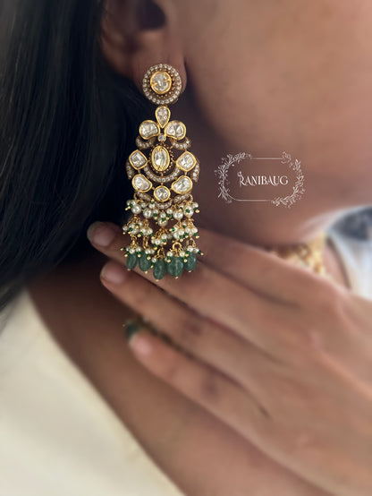 Rani Abushan Royal Polki Kundan Victorian Beaded Heavy Green Necklace Set By Ranibaug | Latest Wedding Jewelry Collection 2026