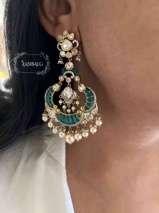 Ranibaug Chandni Victorian Finish Antique Gold Traditional Earrings