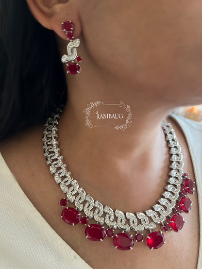 Ranibaug Diamond Sovereign Link Necklace & Earrings Set