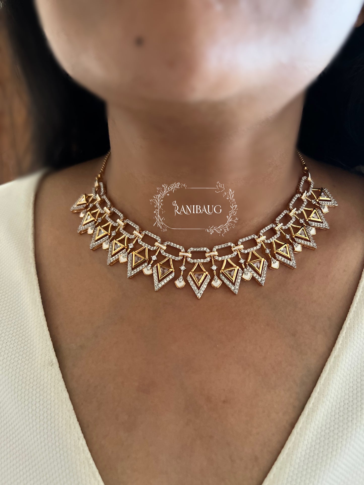 Ranibaug Geometric Heirloom Necklace & Earrings Jewelry Set