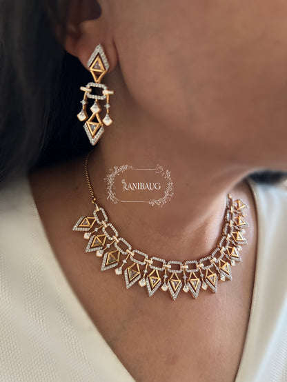 Ranibaug Geometric Heirloom Necklace & Earrings Jewelry Set