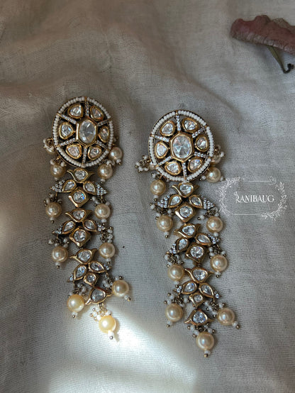 Ranibaug Glimmer Polki Kundan Earrings For Women