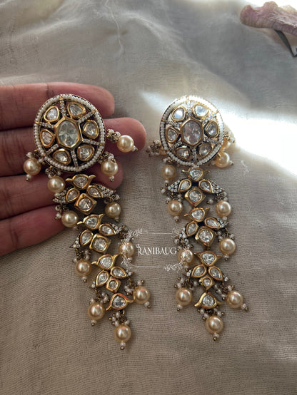 Ranibaug Glimmer Polki Kundan Earrings For Women