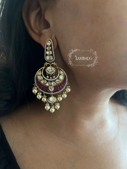 Ranibaug Indian Pearl And Kundan Beaded Earrings