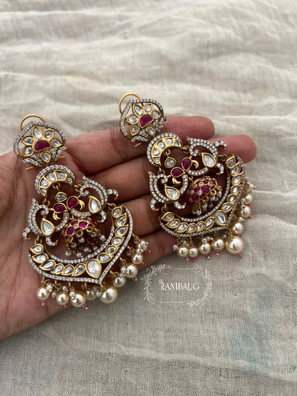 Ranibaug Meera Kundan And Pearl Luxury Jewelry Earrings