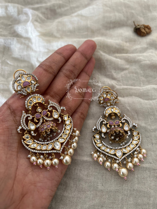 Ranibaug Meera Kundan And Pearl Luxury Jewelry Earrings