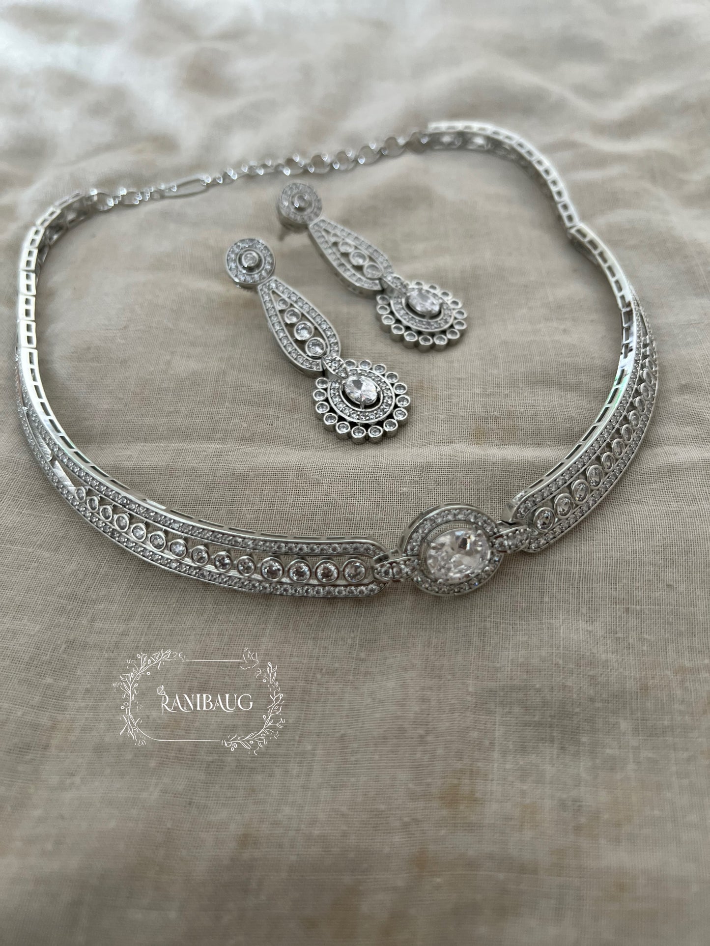 Ranibaug Regal Radiance Diamond Necklace & Earrings Set