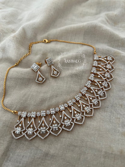 Ranibaug Regal Vintage Filigree Diamond Necklace Jewellery Set