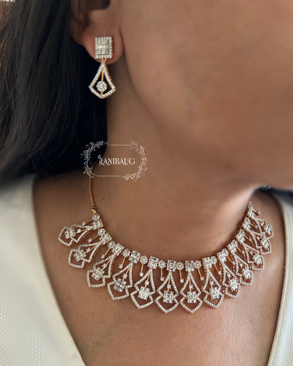 Ranibaug Regal Vintage Filigree Diamond Necklace Jewellery Set