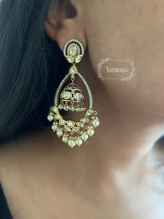 Ranibaug Sargam Polki Kundan Teardrop Earrings