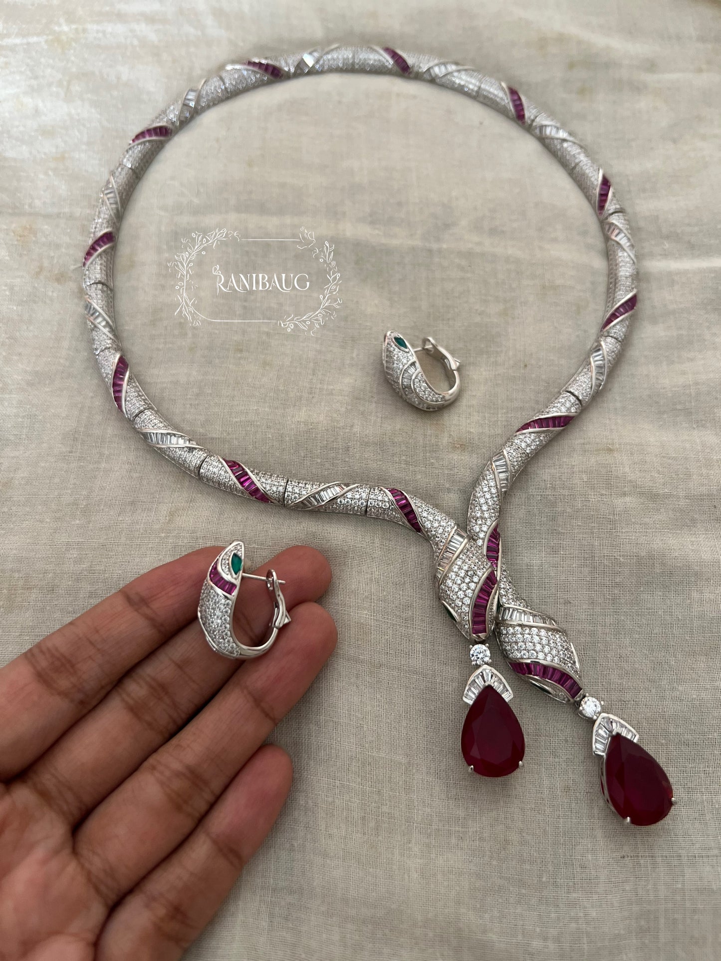 Ranibaug Serpentine Grace Diamond Necklace & Earrings Set