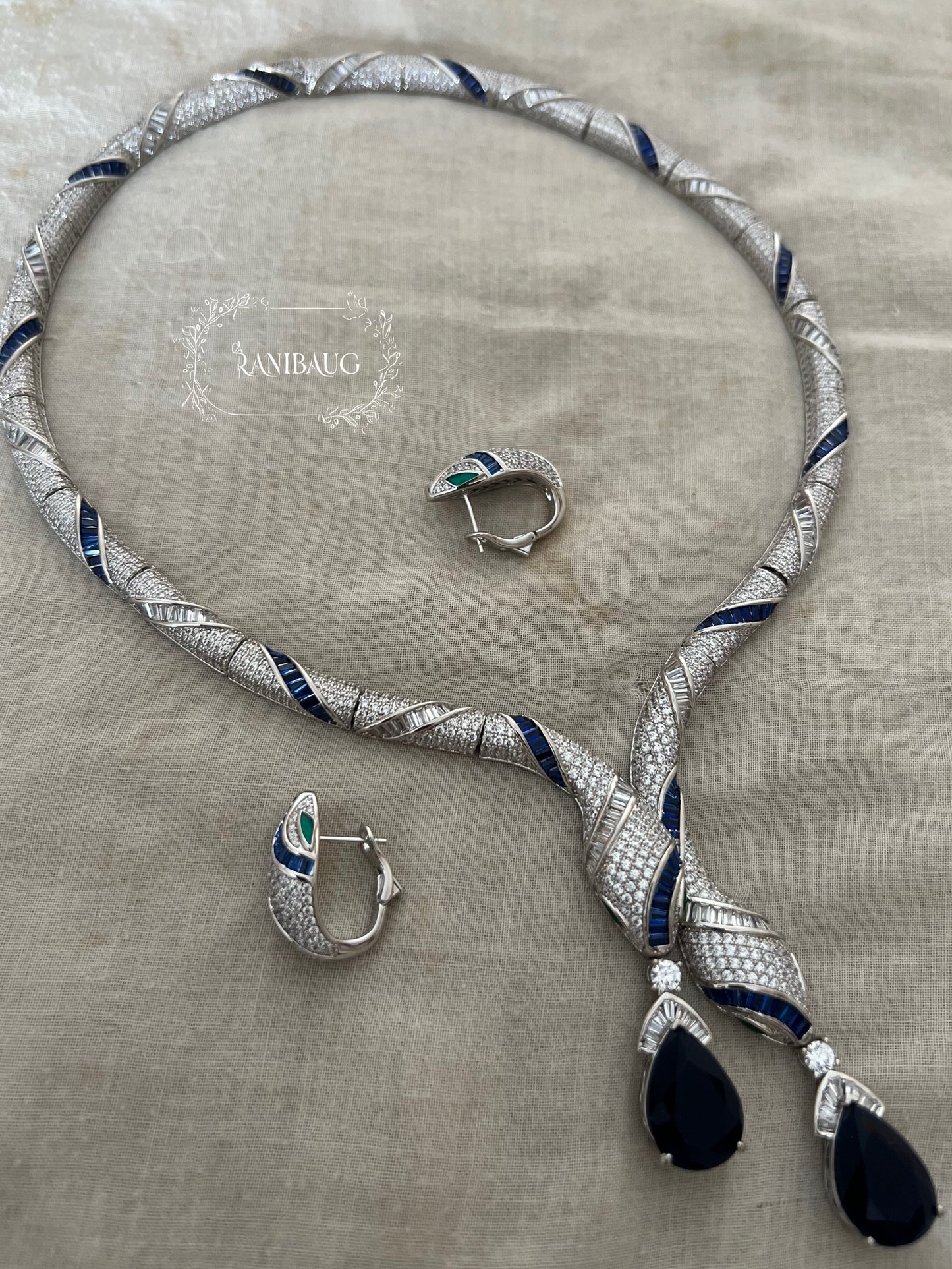 Ranibaug Serpentine Grace Diamond Necklace & Earrings Set