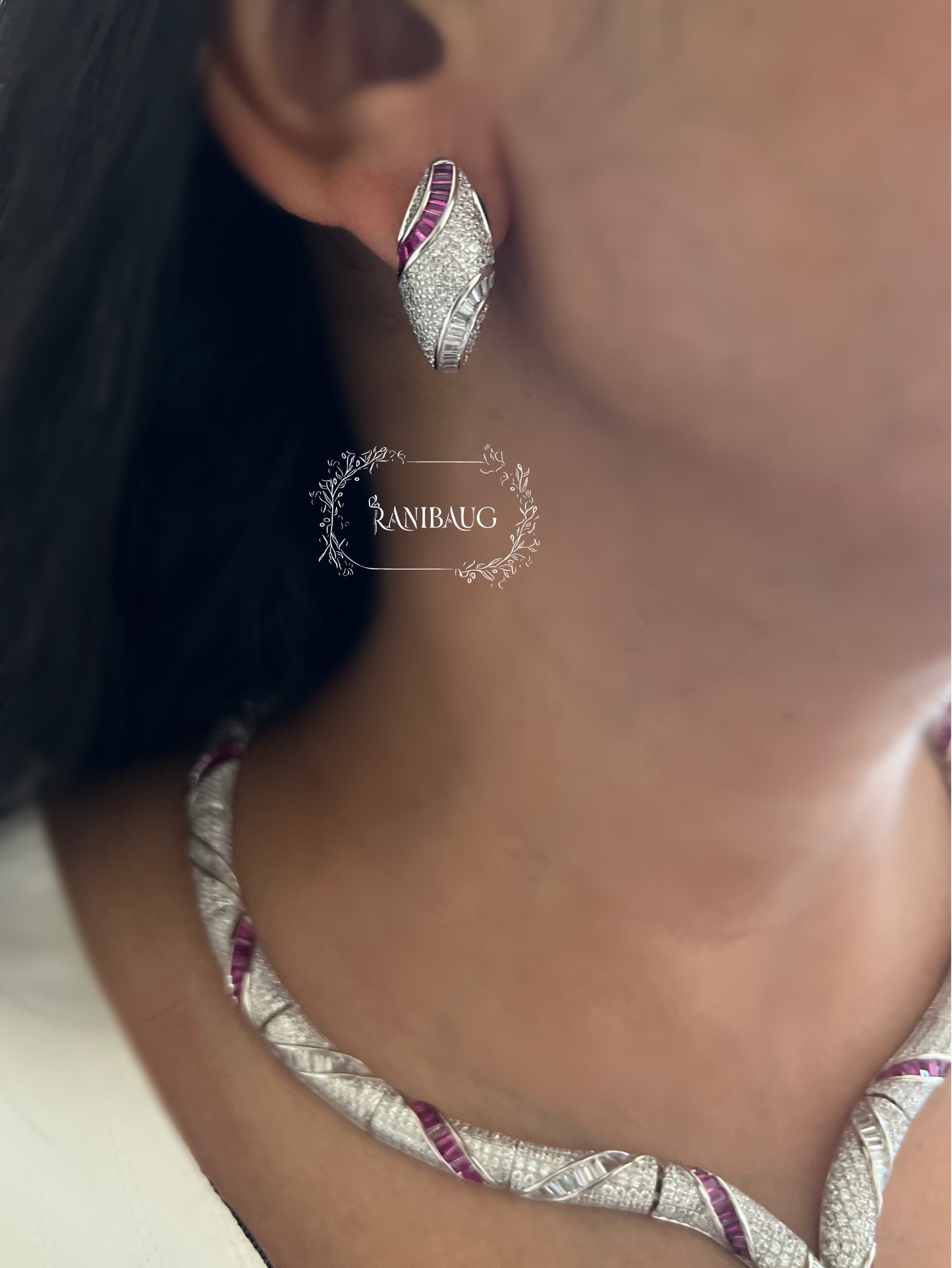 Ranibaug Serpentine Grace Diamond Necklace & Earrings Set