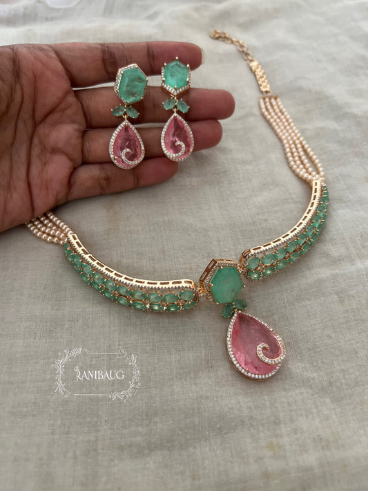 Ranibaug Verdant Grace Diamond Necklace & Earrings Set