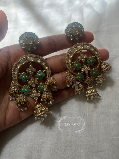 Ranibaug Golden Dangling Jhumki Heritage Indian Earrings