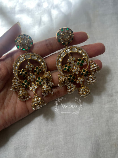 Ranibaug Golden Dangling Jhumki Heritage Indian Earrings