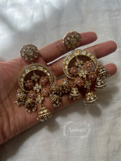 Ranibaug Golden Dangling Jhumki Heritage Indian Earrings
