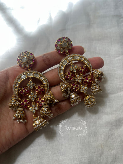 Ranibaug Golden Dangling Jhumki Heritage Indian Earrings
