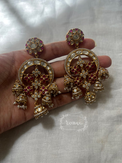 Ranibaug Golden Dangling Jhumki Heritage Indian Earrings