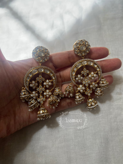 Ranibaug Golden Dangling Jhumki Heritage Indian Earrings