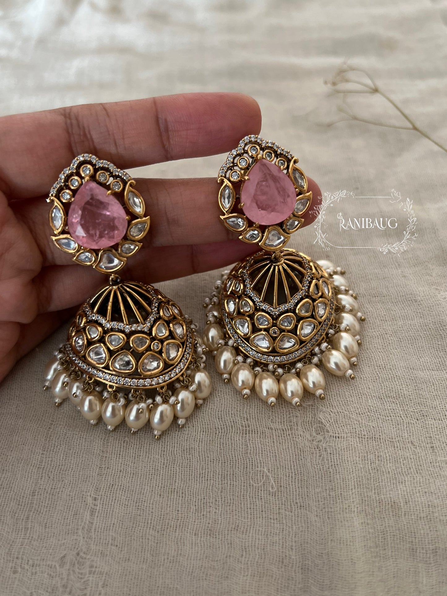 Ranibaug Saancha Elegant Gold Fancy Jhumka