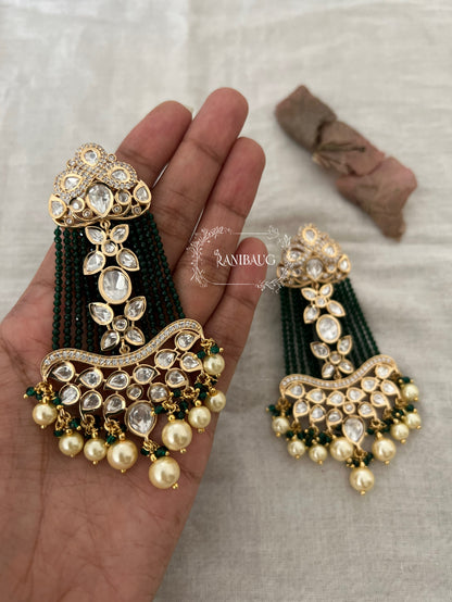 Ranisa Long Kundan Dangler Earrings by Ranibaug
