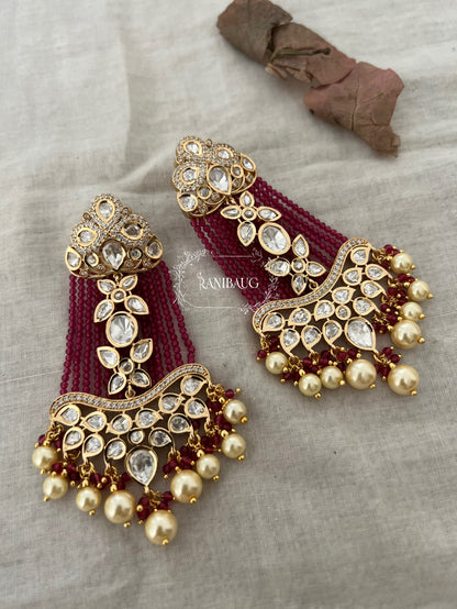 Ranisa Long Kundan Dangler Earrings by Ranibaug