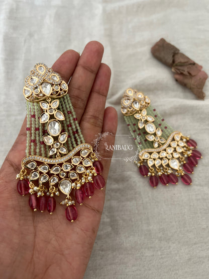 Ranisa Long Kundan Dangler Earrings by Ranibaug
