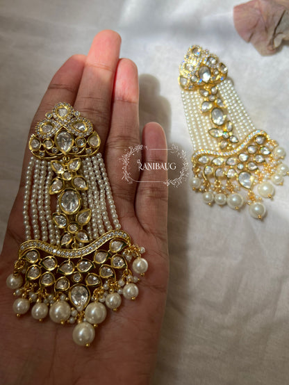 Ranisa Long Kundan Dangler Earrings by Ranibaug