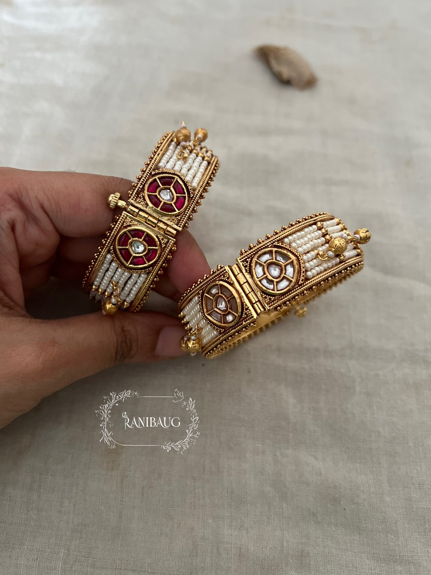 Ranjana Moti Gajra Style Indian Wedding Bangles Set By Ranibaug