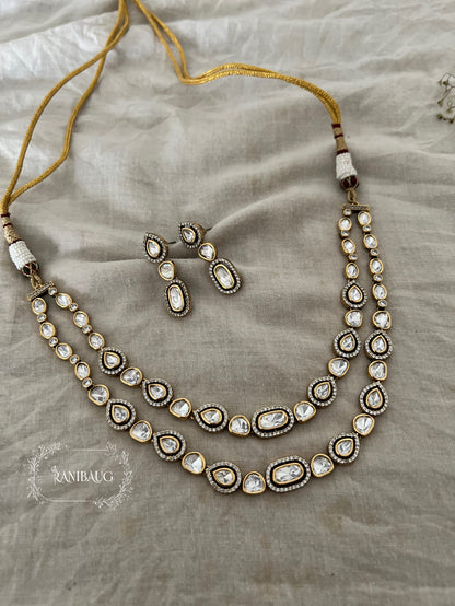 Rashi Antique Victorian Polki Kundan Do Ladi Jewellery Set By Ranibaug