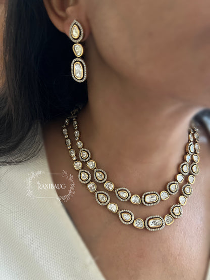 Rashi Antique Victorian Polki Kundan Do Ladi Jewellery Set By Ranibaug