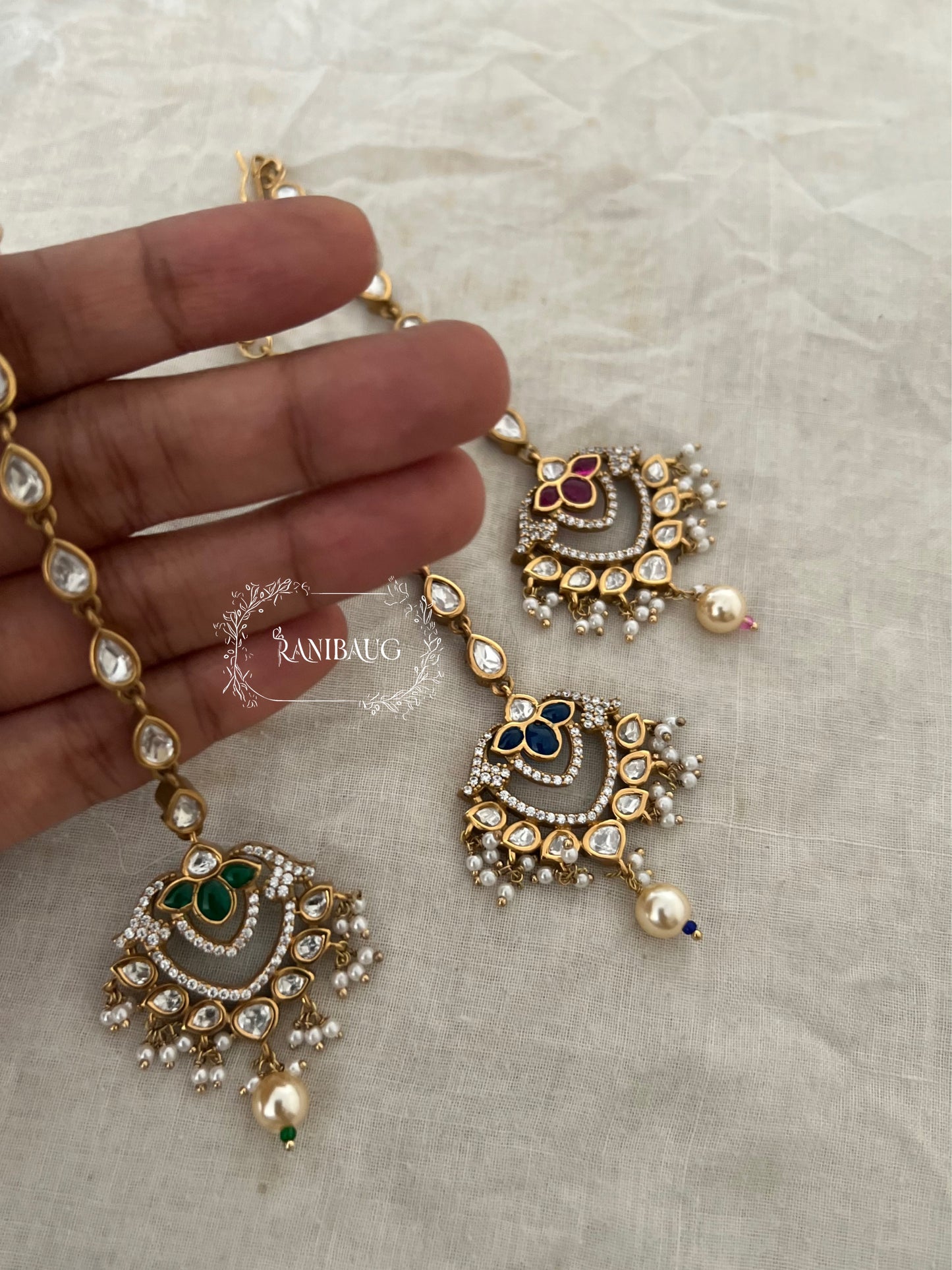 Rashi Traditional Indian Gold Plated Kundan And Pearl Maang Tikka By Ranibaug