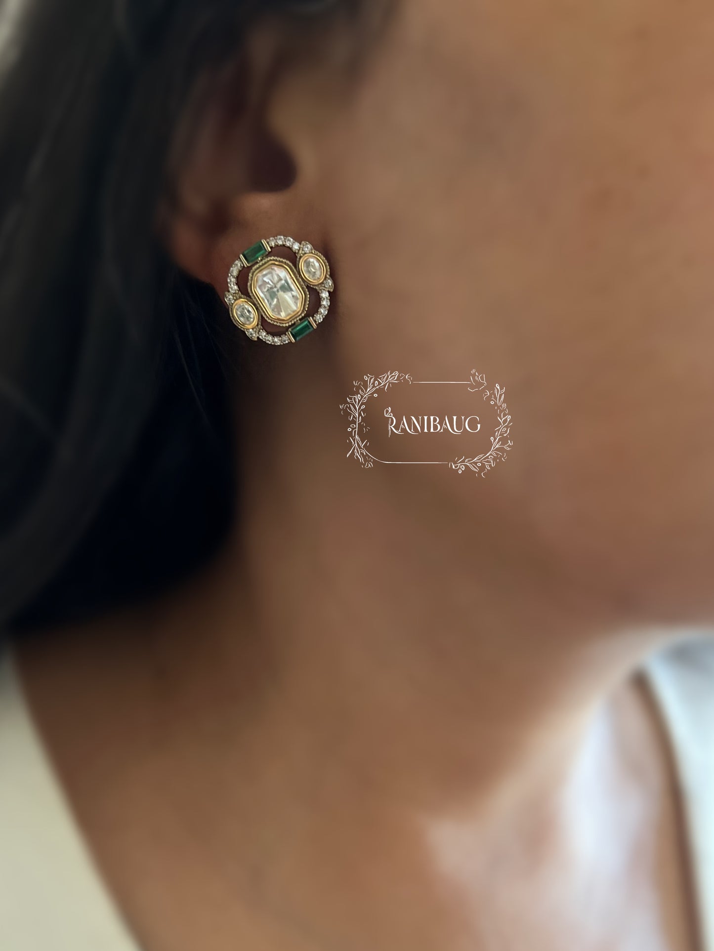 Rashmika Polki Classic Gold Finish Choker Necklace With Ear Studs By Ranibaug